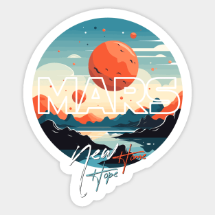 New Home Mars, Martian Life Space Exploration Art Sticker